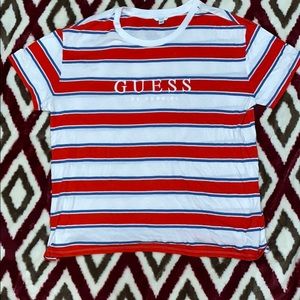 Guess Red White and Blue Striped Tee